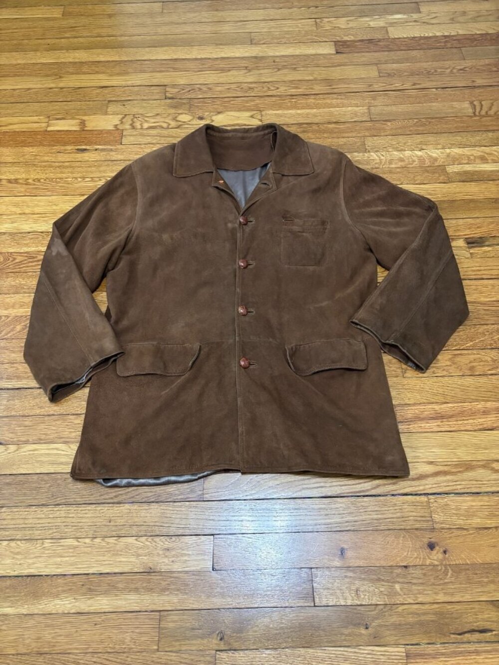 Rossi & Caruso Argentina Mens Goat Leather Jacket Size XL Brown Soft Button Up